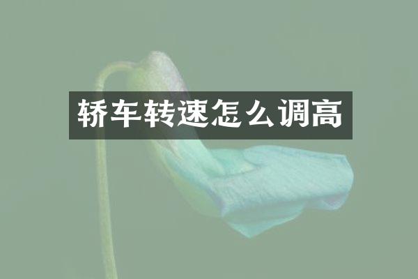 轿车转速怎么调高