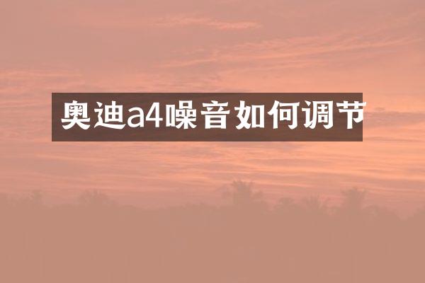 奥迪a4噪音如何调节