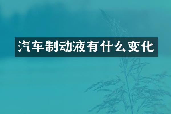 汽车制动液有什么变化