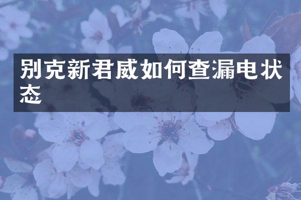 别克新君威如何查漏电状态