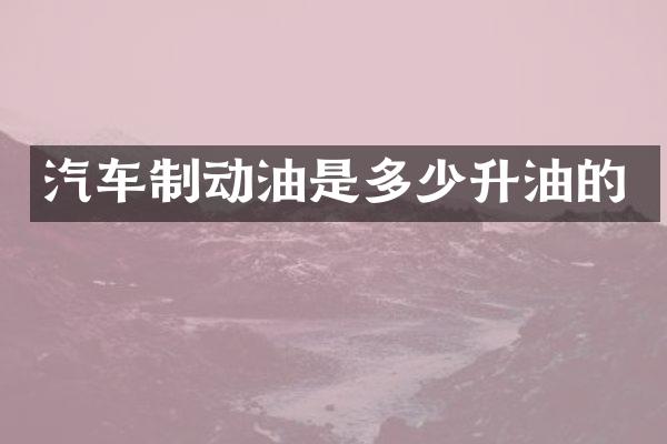 汽车制动油是多少升油的