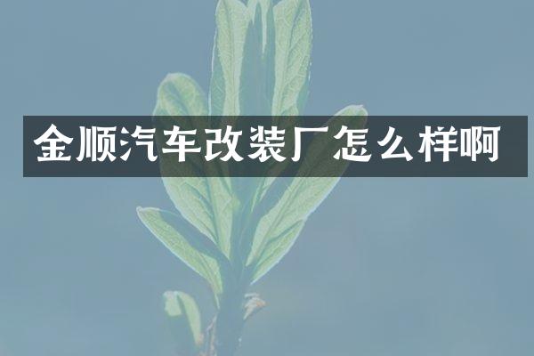 金顺汽车改装厂怎么样啊