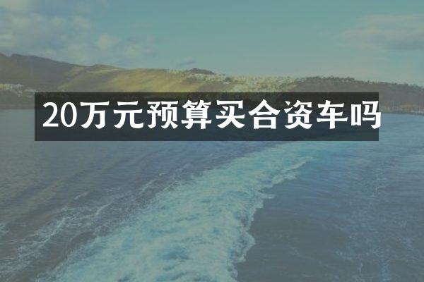 20万元预算买合资车吗