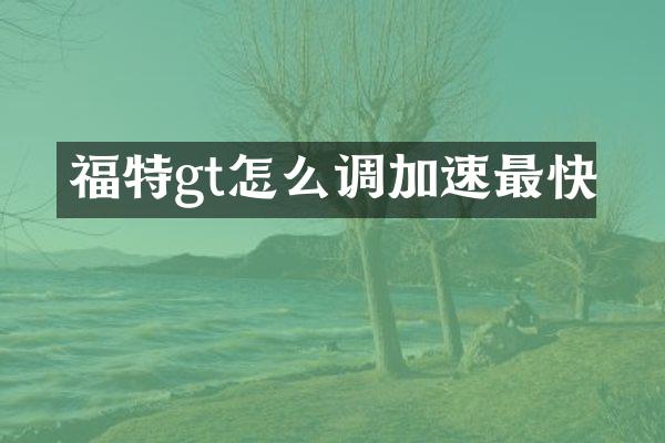 福特gt怎么调加速最快