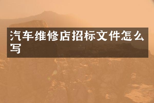 汽车维修店招标文件怎么写