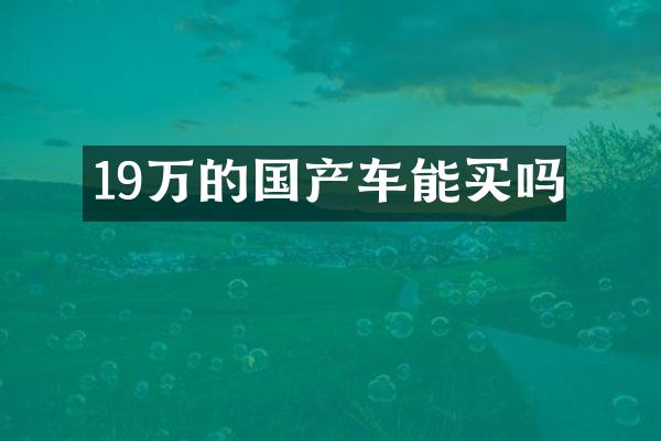 19万的国产车能买吗