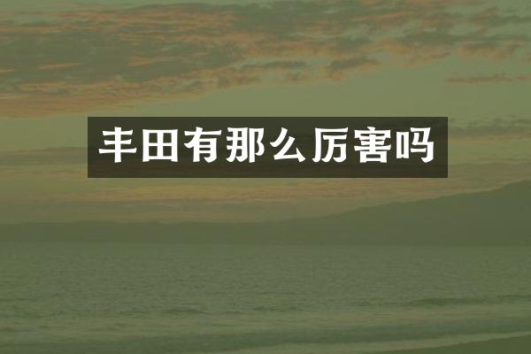 丰田有那么厉害吗