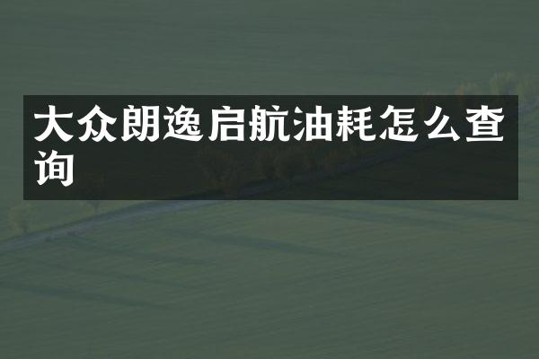 大众朗逸启航油耗怎么查询