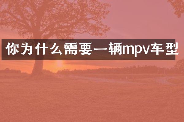 你为什么需要一辆mpv车型
