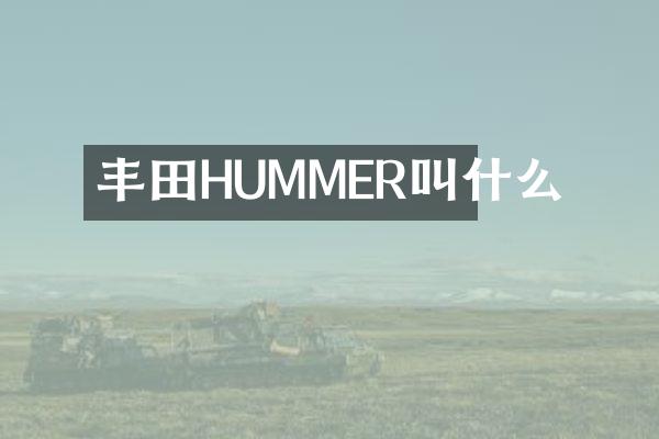 丰田HUMMER叫什么