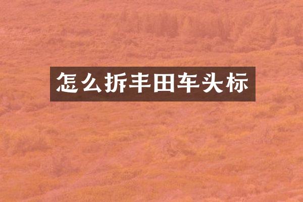 怎么拆丰田车头标