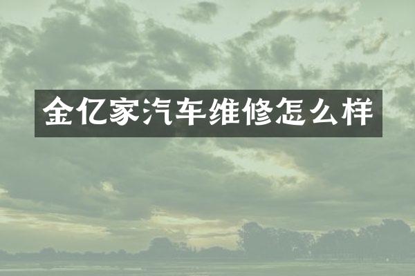 金亿家汽车维修怎么样