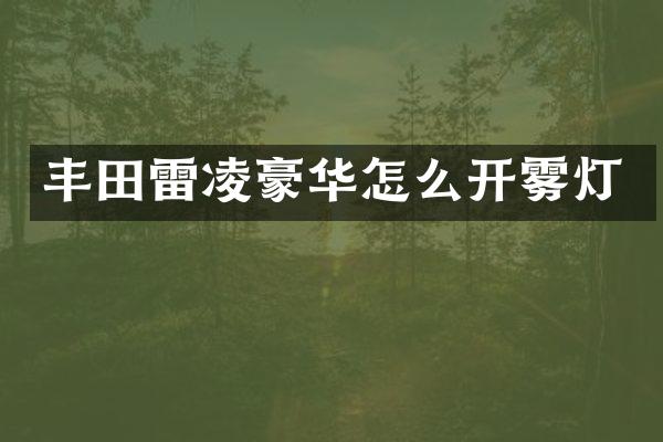 丰田雷凌豪华怎么开雾灯