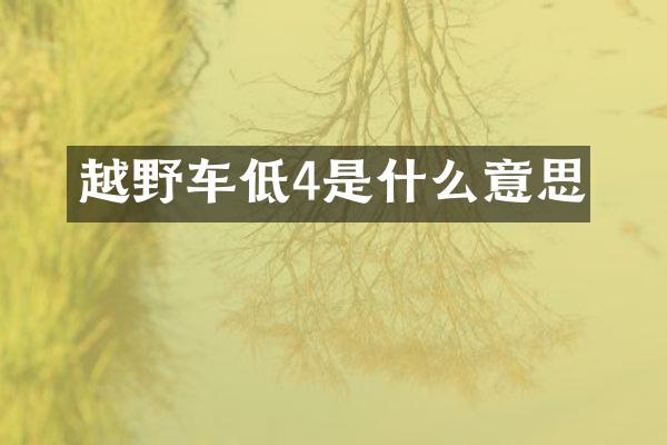 越野车低4是什么意思