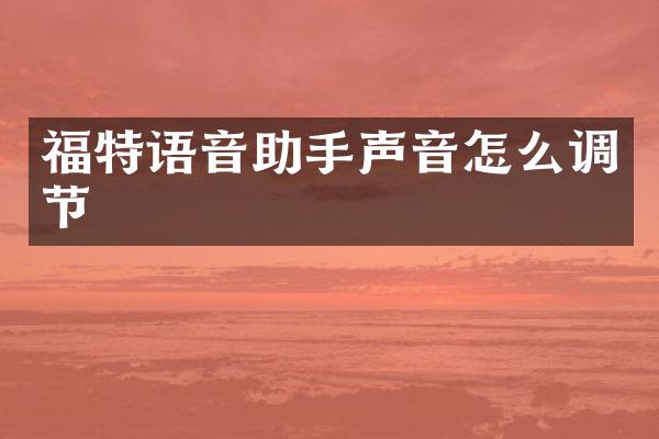 福特语音助手声音怎么调节