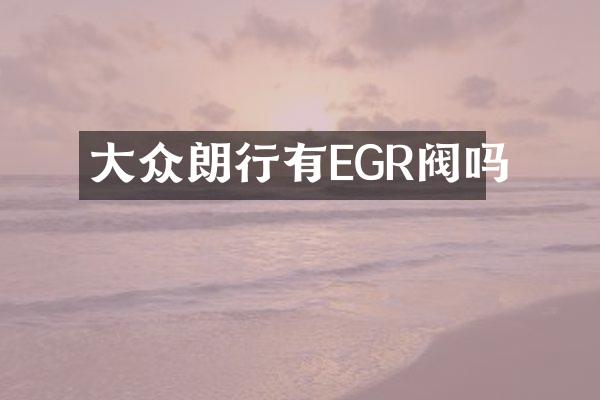 大众朗行有EGR阀吗