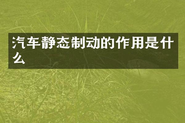 汽车静态制动的作用是什么
