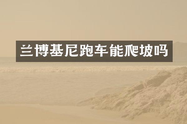 兰博基尼跑车能爬坡吗