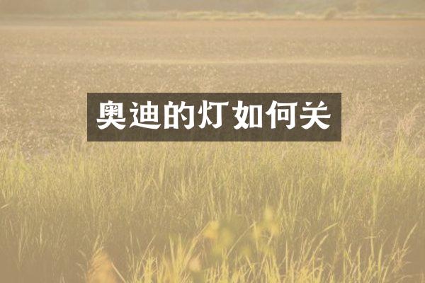 奥迪的灯如何关