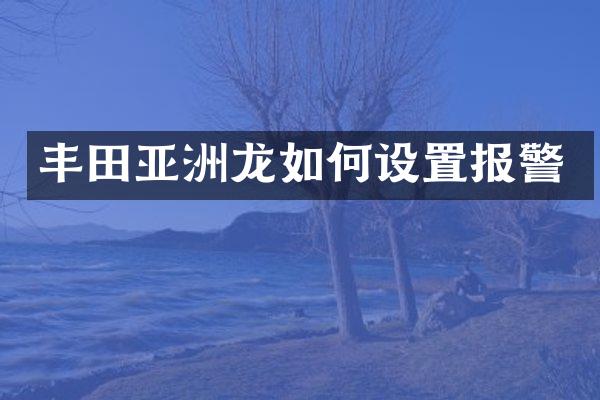 丰田亚洲龙如何设置报警