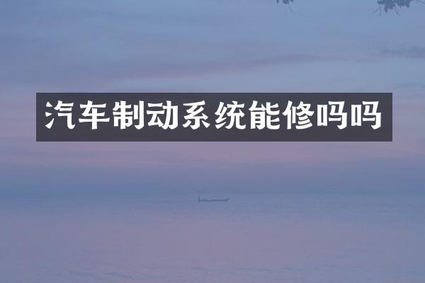 汽车制动系统能修吗吗