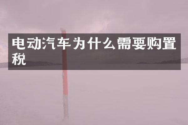 电动汽车为什么需要购置税