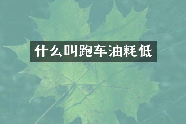 什么叫跑车油耗低