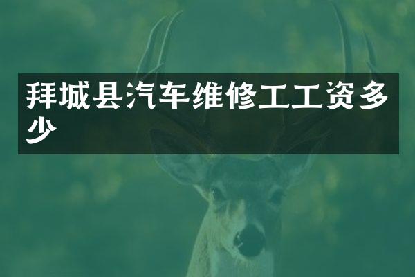 拜城县汽车维修工工资多少
