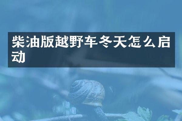 柴油版越野车冬天怎么启动