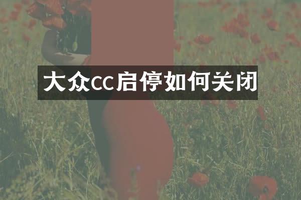 大众cc启停如何关闭