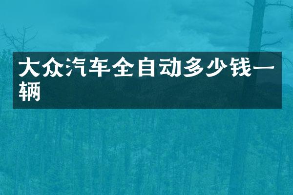 大众汽车全自动多少钱一辆