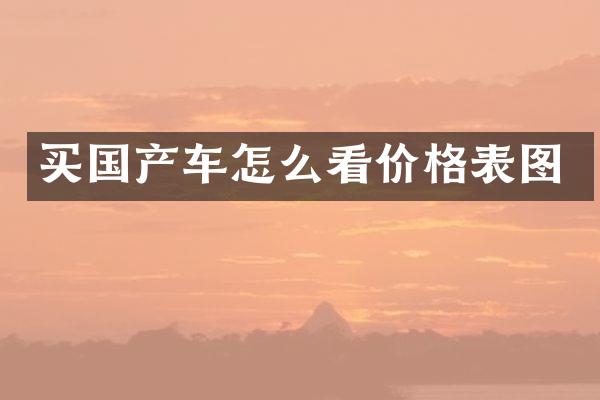 买国产车怎么看价格表图