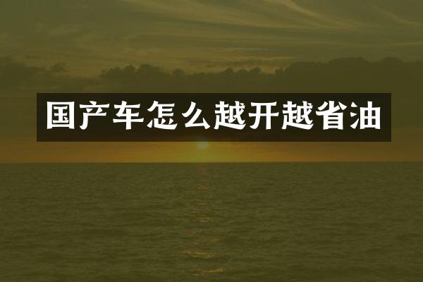国产车怎么越开越省油