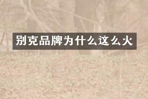 别克品牌为什么这么火