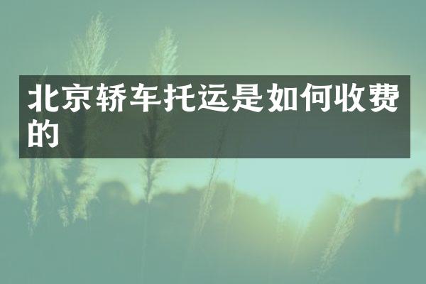 北京轿车托运是如何收费的