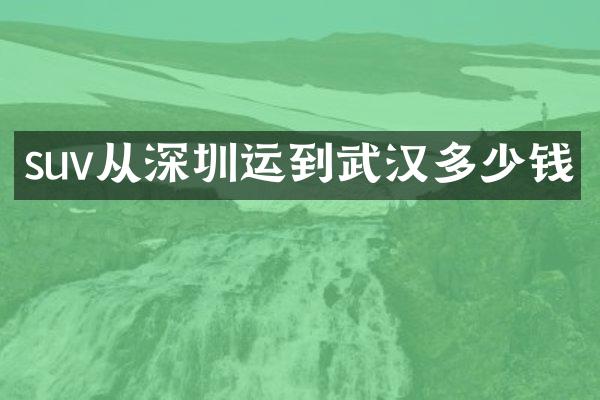 suv从深圳运到武汉多少钱