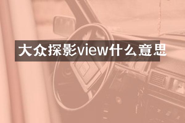 大众探影view什么意思