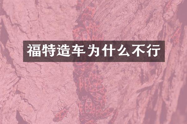 福特造车为什么不行