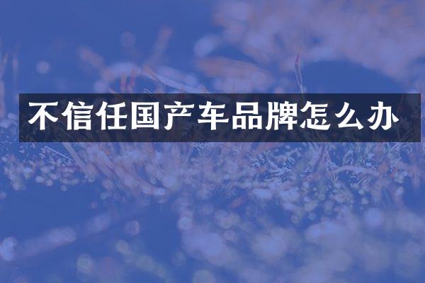 不信任国产车品牌怎么办
