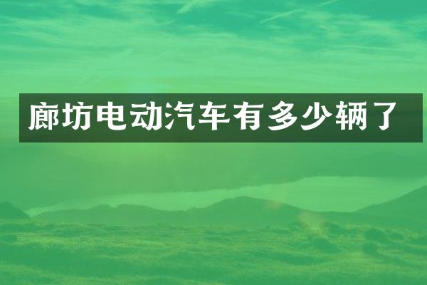 廊坊电动汽车有多少辆了