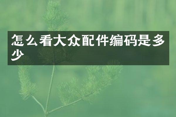 怎么看大众配件编码是多少
