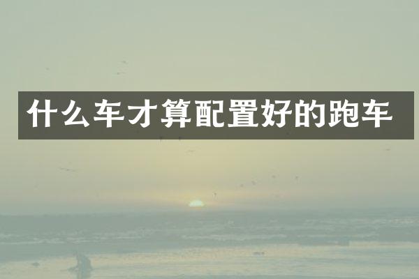 什么车才算配置好的跑车