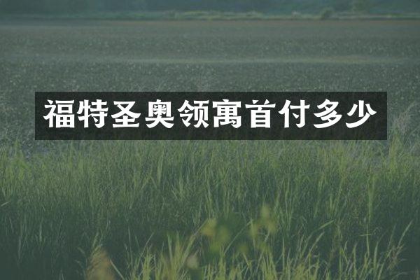 福特圣奥领寓首付多少