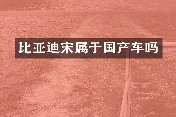 比亚迪宋属于国产车吗