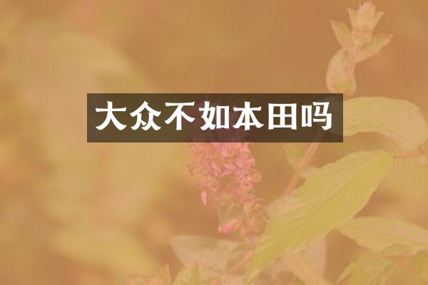 大众不如本田吗