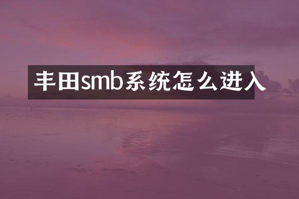 丰田smb系统怎么进入