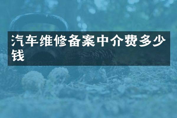 汽车维修备案中介费多少钱