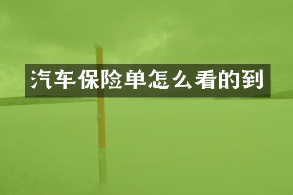 汽车保险单怎么看的到