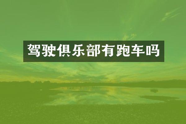 驾驶俱乐部有跑车吗