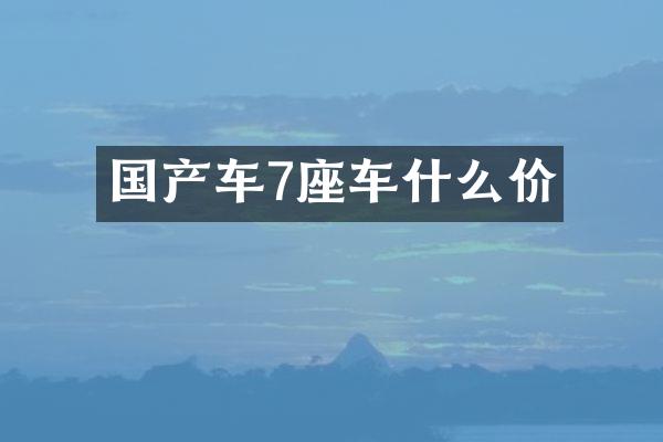 国产车7座车什么价